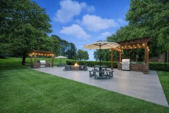 Grill pavilion with fire pit & picnic tables